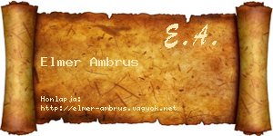 Elmer Ambrus névjegykártya
